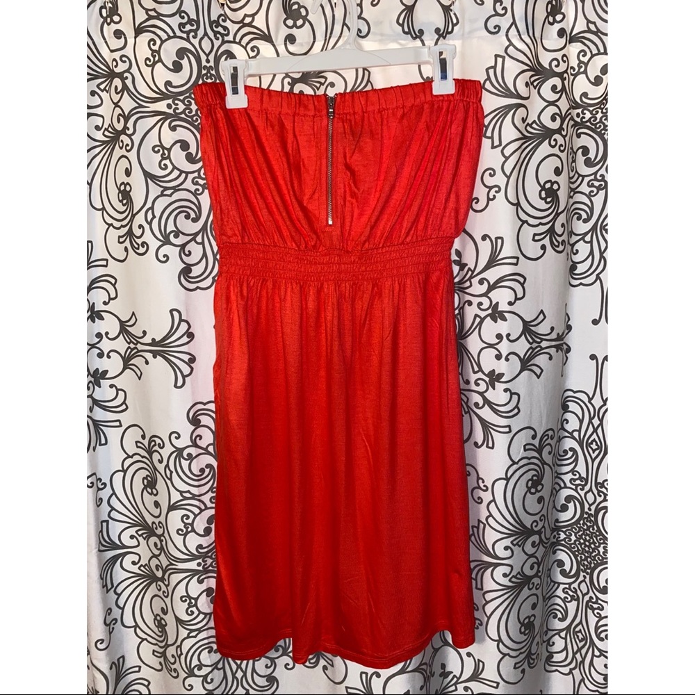 Bright coral sun dress with zipper design